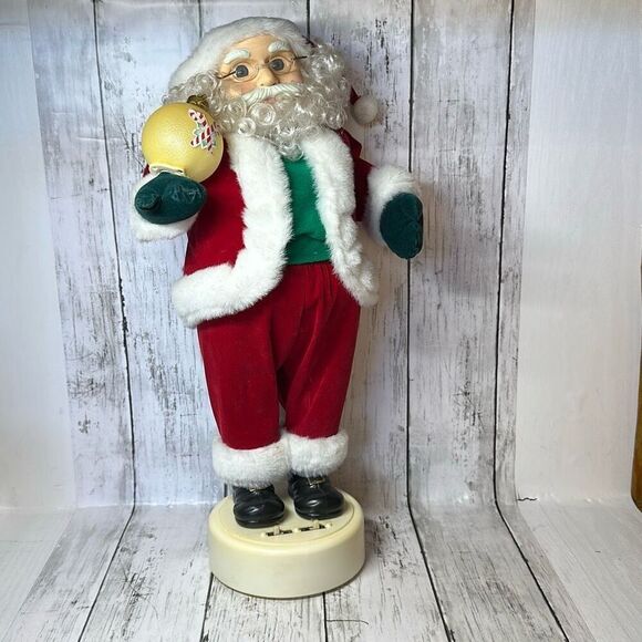 Christmas Animated Music Sound Motion Santa Claus 17” WORKS Holding Ornament - Picture 1 of 11